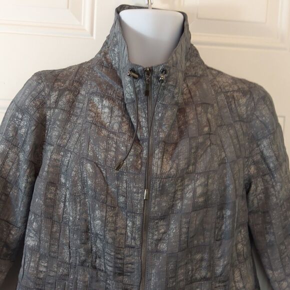 Ruby Rd. Gray 3/4 sleeve zip front jacket - Picture 2 of 12